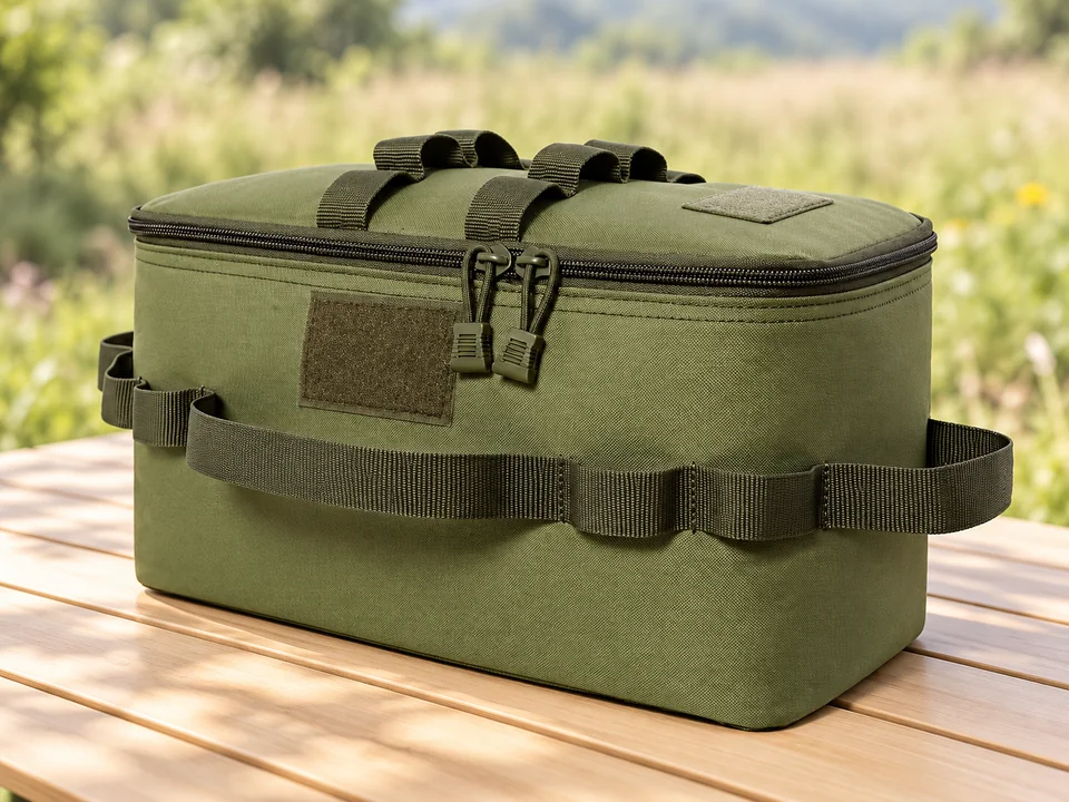 XIAOJUN — sac organisateur olive — Un sac fermé, sans ustensiles ni appareil.
