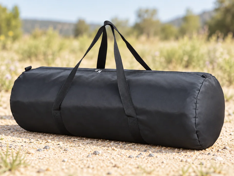 MUU — sac cylindrique pour matériel long — Un sac cylindrique fermé, sans matériel inclus.